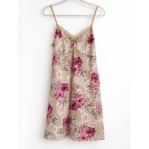 Gilligan & O'Malley Cream Slip Dress with Pink Floral Print- XL